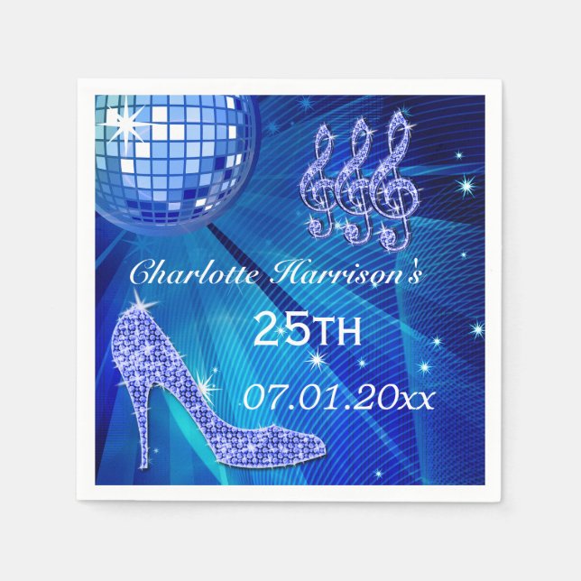 Blauer Disco-Ball-und Schein-Heels 25. Serviette (Vorderseite)