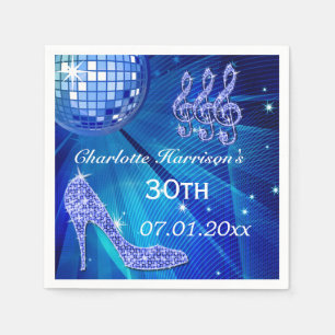 Blauer Disco-Ball-und Schein-Heels 30. Serviette