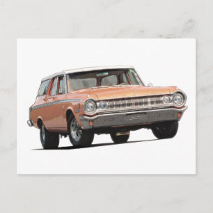 Blauer Dodge Kombi 1964. Postkarte