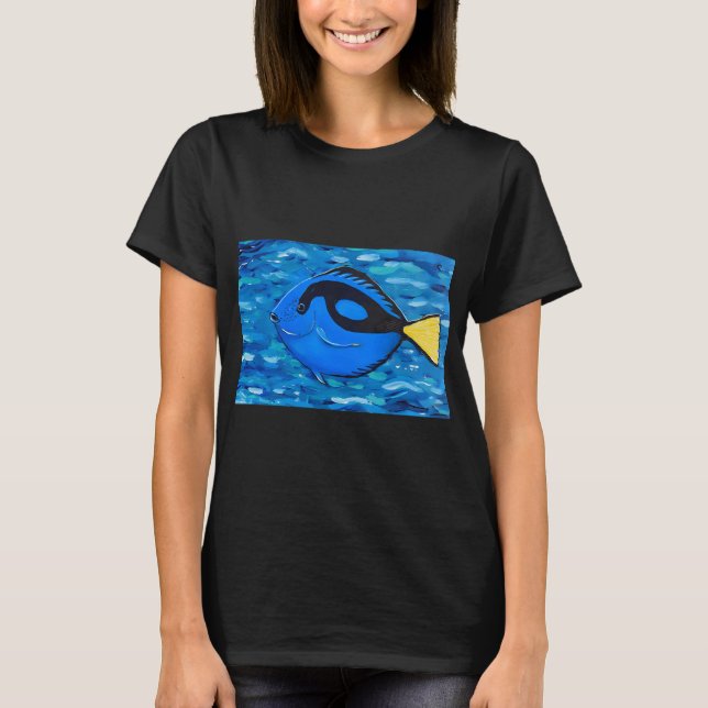 Blauer Doktorfisch Gemälde T-Shirt (Vorderseite)