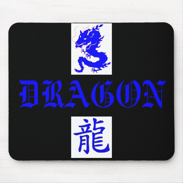 Blauer Drache Asain Buchstabe Mousepad (Vorne)