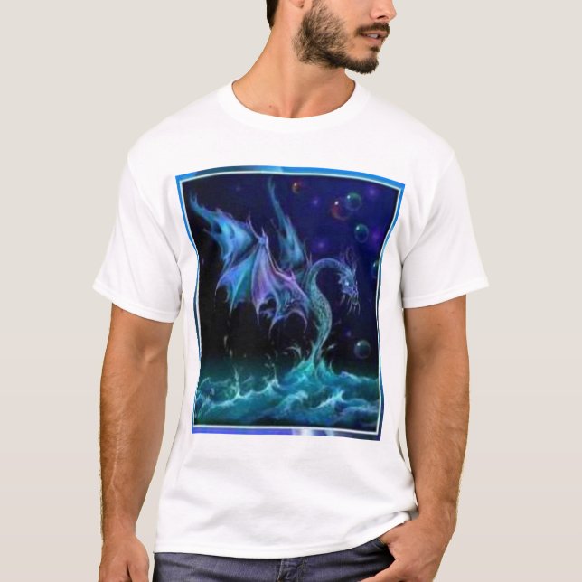 BLAUER DRACHE AUF WASSER T-Shirt (Vorderseite)