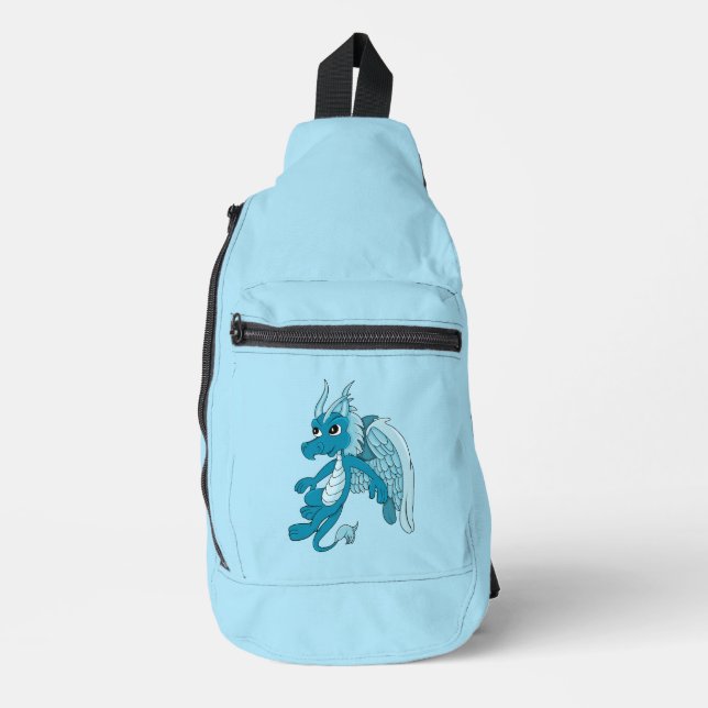 Blauer Drache Cartoon  Crossbody Bag (Vorderseite)