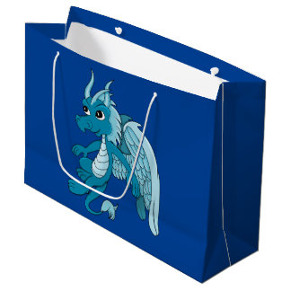 Blauer Drache Cartoon Große Geschenktüte