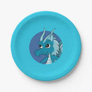 Blauer Drache Cartoon Pappteller