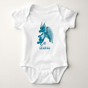 Blauer Drache-Cartoon Säuglings-Strampler Baby Strampler