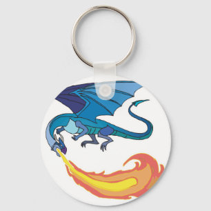 blauer Drache, der Feuer speit Schlüsselanhänger