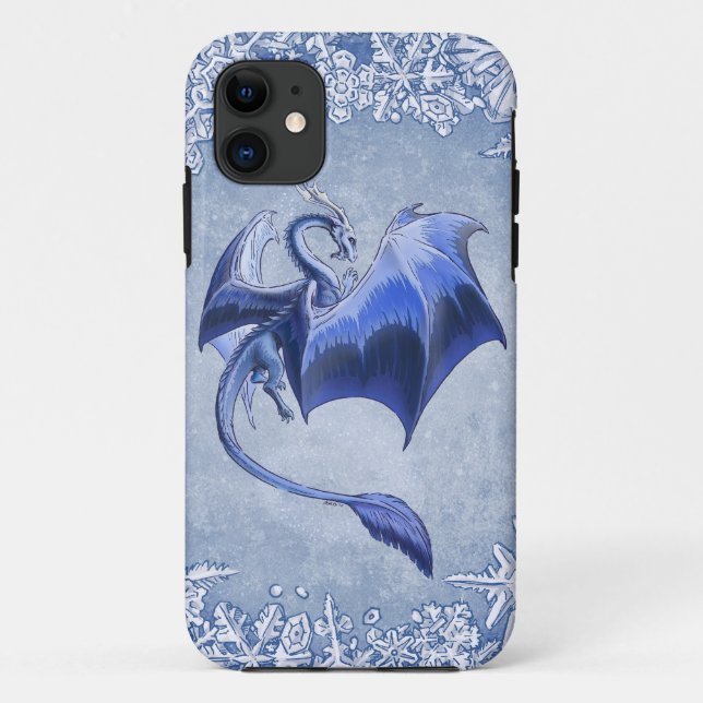 Blauer Drache der Winterfantasy Naturkunst Case-Mate iPhone Hülle (Rückseite)