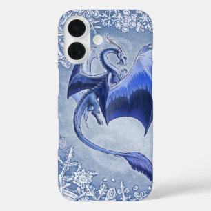 Blauer Drache der Winterfantasy Naturkunst iPhone 16 Hülle