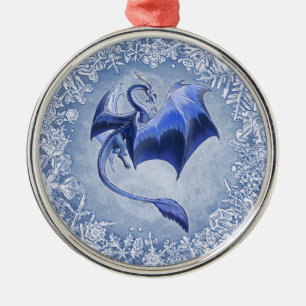 Blauer Drache der Winterfantasy Naturkunst Ornament Aus Metall