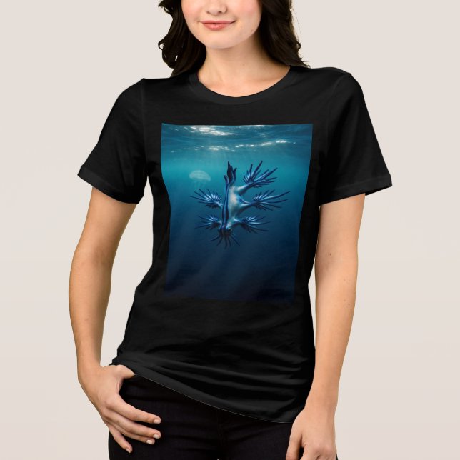 Blauer Drache des Meeres Tri-Blend Shirt (Vorderseite)