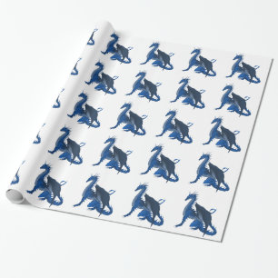 Blauer Drache Geschenkpapier