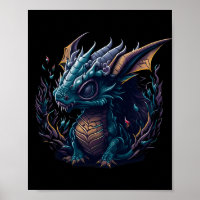 blauer Drache mit lila Kopf lila