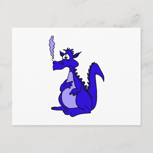 Blauer Drache mit Rauch Postkarte (Vorderseite)