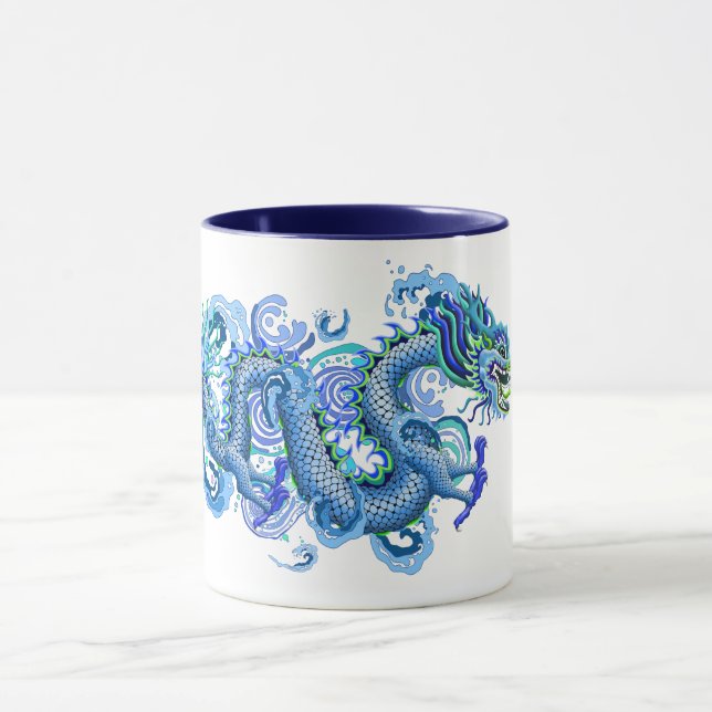 Blauer Drache mit Wasser-Spritzen Tasse (Zentrum)
