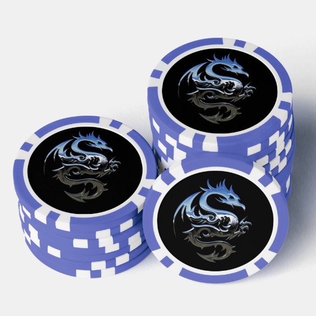 Blauer Drache Poker Chip (Stapel)