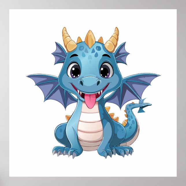 blauer Drache Poster (Vorne)