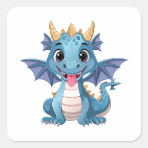 blauer Drache Quadratischer Aufkleber