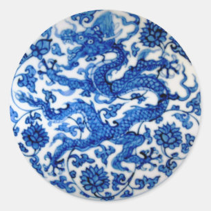 Blauer Drache Runder Aufkleber