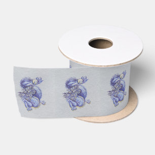 Blauer Drache Satinband