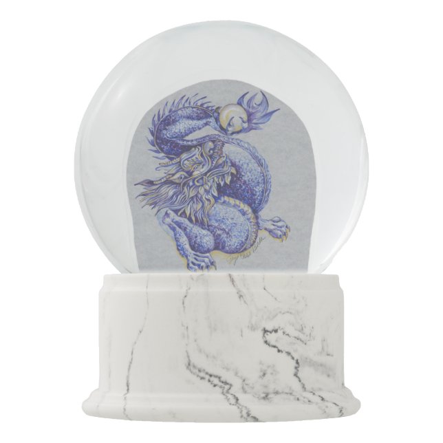 Blauer Drache Schneekugel (Vorderseite)