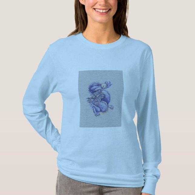 Blauer Drache T-Shirt (Vorderseite)