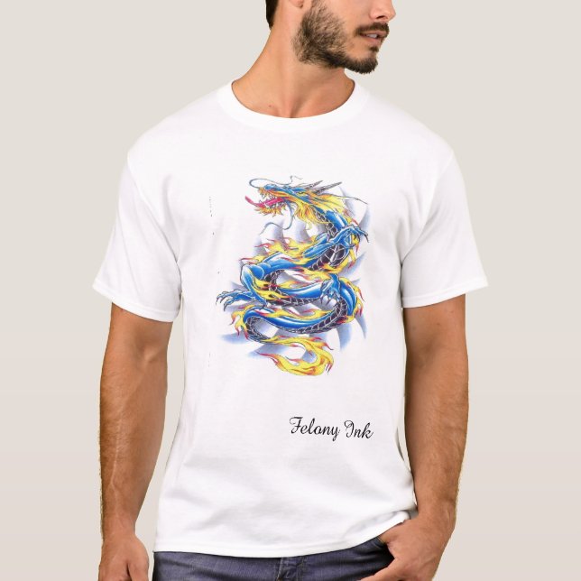 Blauer Drache T-Shirt (Vorderseite)