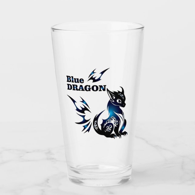 Blauer Drache Trinkwaren Glas (Vorderseite)