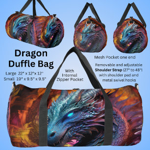 Blauer Drache über fiery Background Duffle Bag