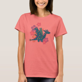 Blauer Drache und Blume T-Shirt