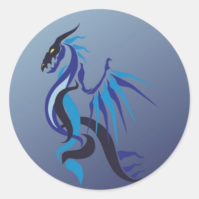Blauer Drachenflame Runder Aufkleber (Vorderseite)
