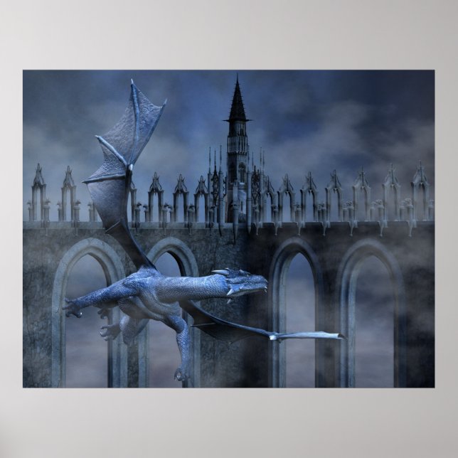 Blauer Drachenflug Poster (Vorne)