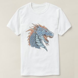 Blauer Drachenkopf-T-Shirt T-Shirt