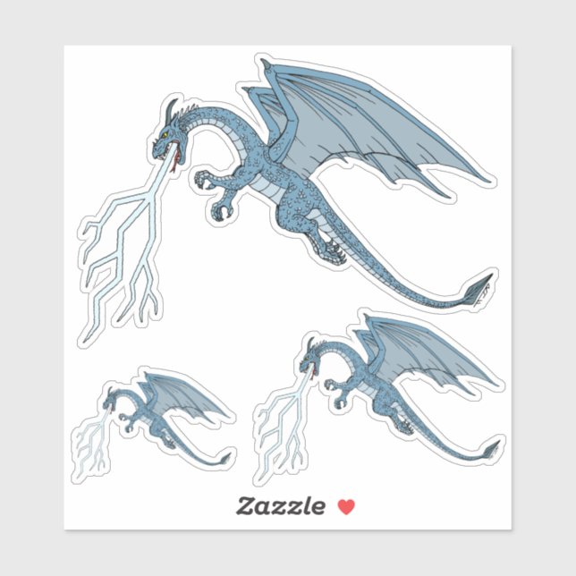 Blauer Drachenspitzel Aufkleber (Blatt)