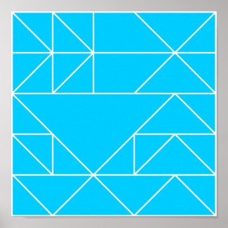 Blauer Dreiecke Muster Quadrat Print Poster