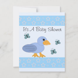 Blauer Duck und Butterfly-Baby-Dusche Einladung