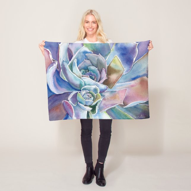 Blauer Echeveria Sukkuläres Fleece Blanket, 3 Größ (Beispiel)