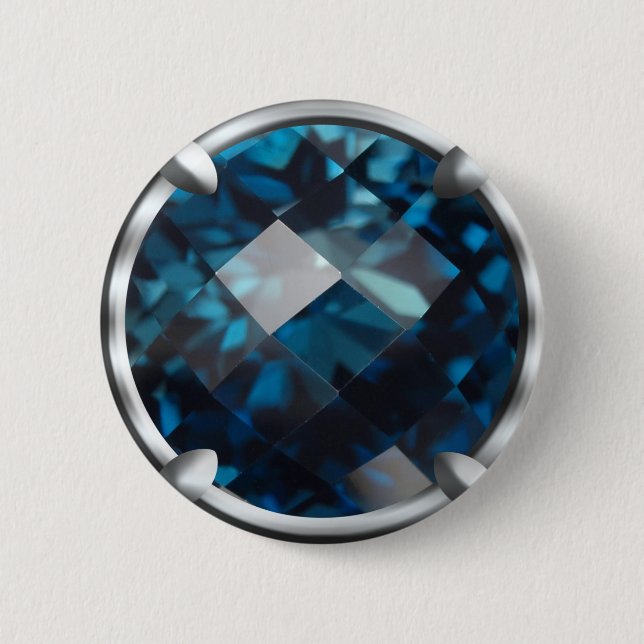 Blauer Edelstein-Design Button (Vorderseite)