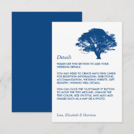 Blauer Eichenbaum, rustikale/minimalistische Hochz Begleitkarte