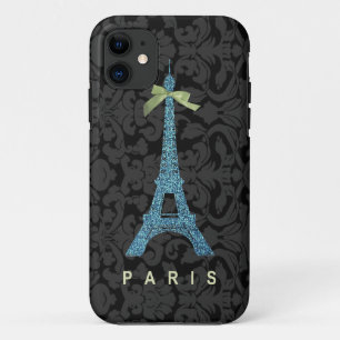 Blauer Eiffel-Turm im Imitat-Glitter Case-Mate iPhone Hülle