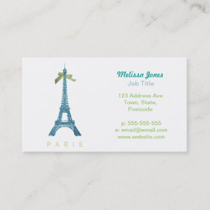 Blauer Eiffel-Turm im Imitat-Glitter Visitenkarte