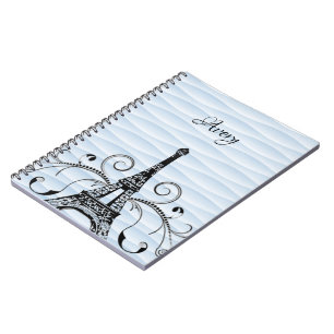 Blauer Eiffelturm Flourish Notizbuch Notizblock