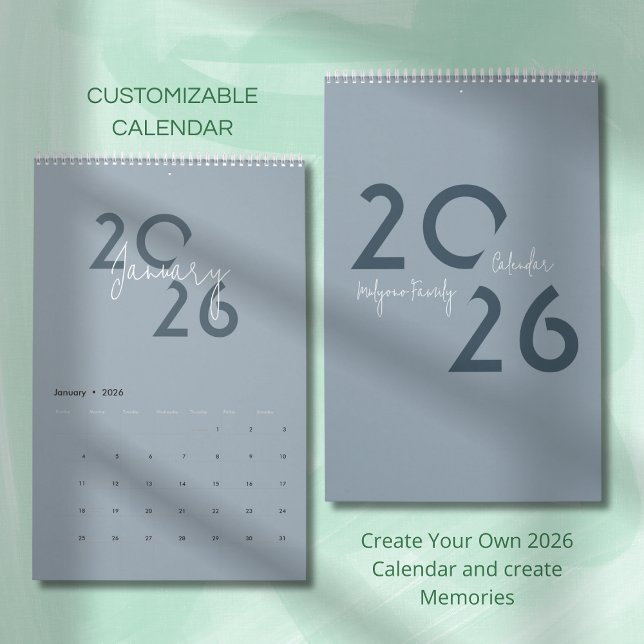 Blauer einfacher eleganter Kalender 2026 (Von Creator hochgeladen)