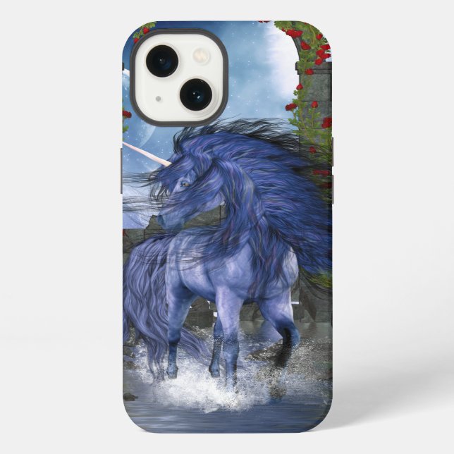 Blauer Einhorn 2 iPhone Hülle (Rückseite)