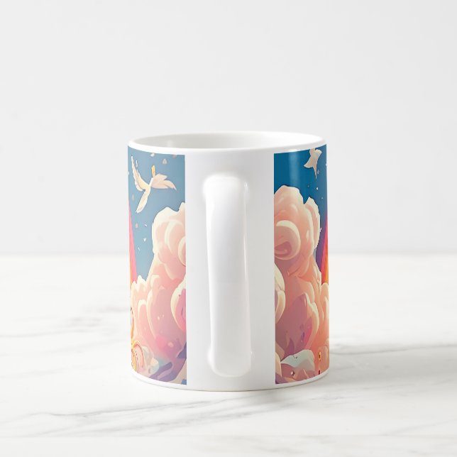 Blauer Einhorn-Becher | Farbige Fantasy-Berglandsc Kaffeetasse (Henkel)