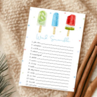 Blauer Eis-am-Stiel-Baby-Shower-Wortverwirrungsspi