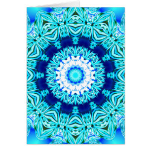 Blauer Eis-SpitzeMandala, abstraktes Cyan-blaues