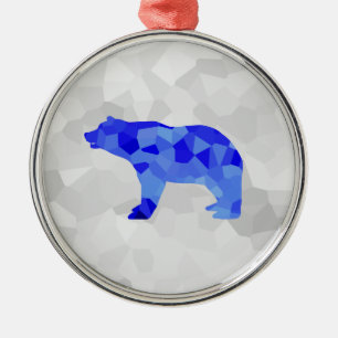 Blauer Eisbär-geometrischer Wintersnowy-Blizzard Ornament Aus Metall