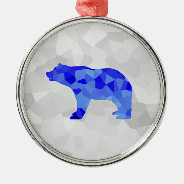Blauer Eisbär-geometrischer Wintersnowy-Blizzard Ornament Aus Metall (Vorne)
