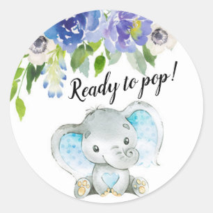 Blauer Elefant auf Pop Runder Aufkleber